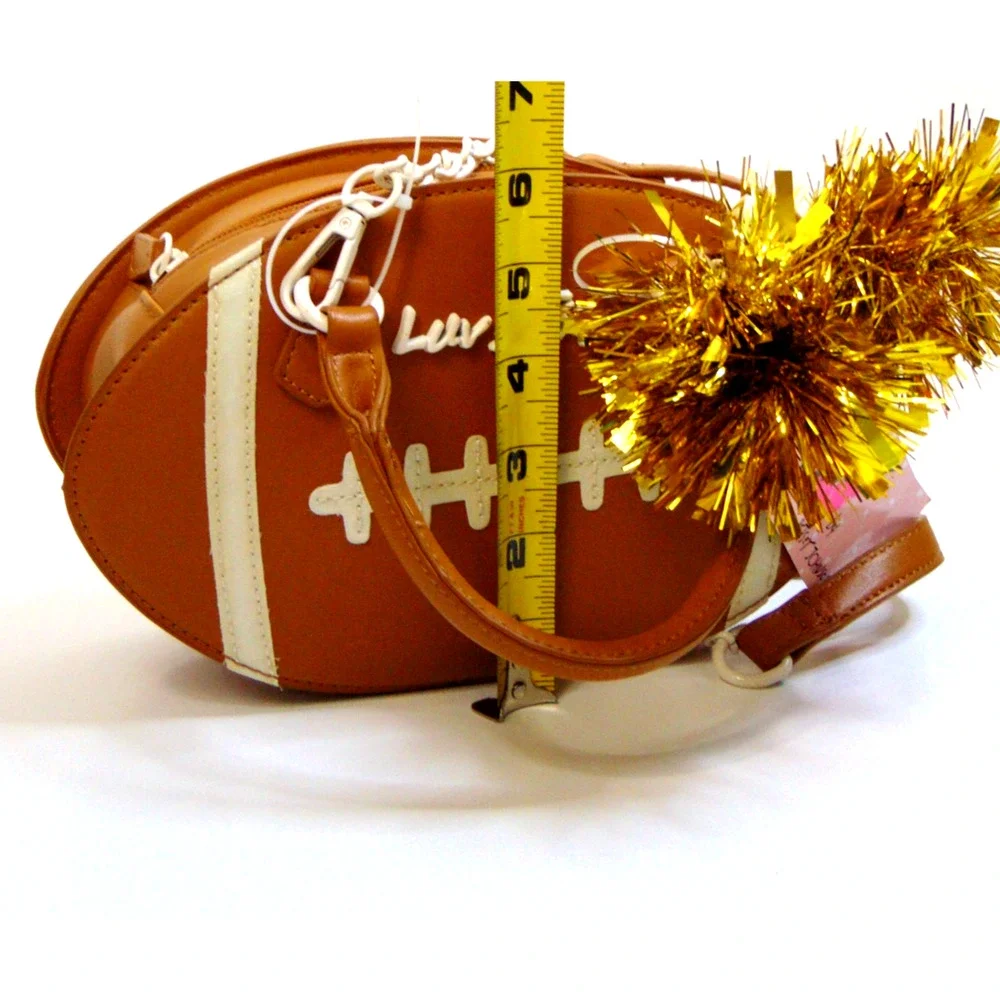 Betsey Johnson Football Bag Brown & White Mini Satchel Luv Betsey Novelty Purse - Picture 16 of 16